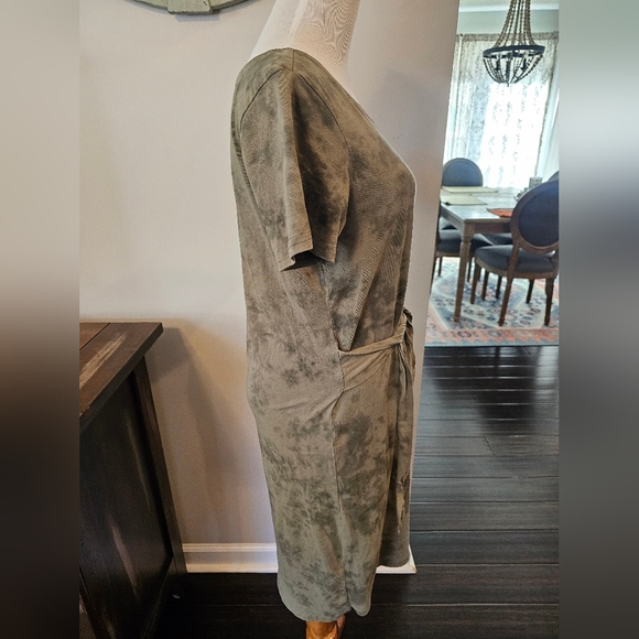 Pact Women Size Small Green Tie-Dye T-Shirt Dress Tie Waist 100% Organic Cotton - Picture 4 of 11